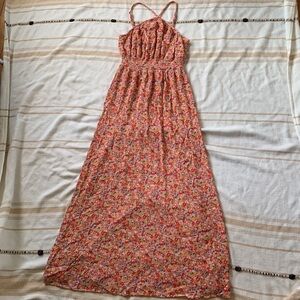Rewind Floral Y-Neck Halter Maxi Dress Size Small